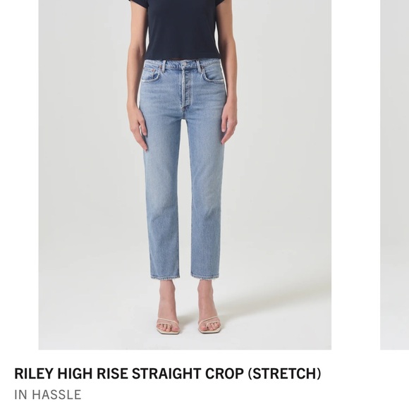 Agolde Blue High Rise Straight Crop Jeans - Picture 1 of 5